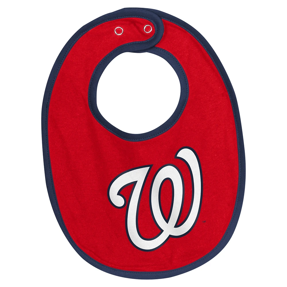 Newborn & Infant White Washington Nationals Base Hitter Bodysuit, Bib Bootie Set