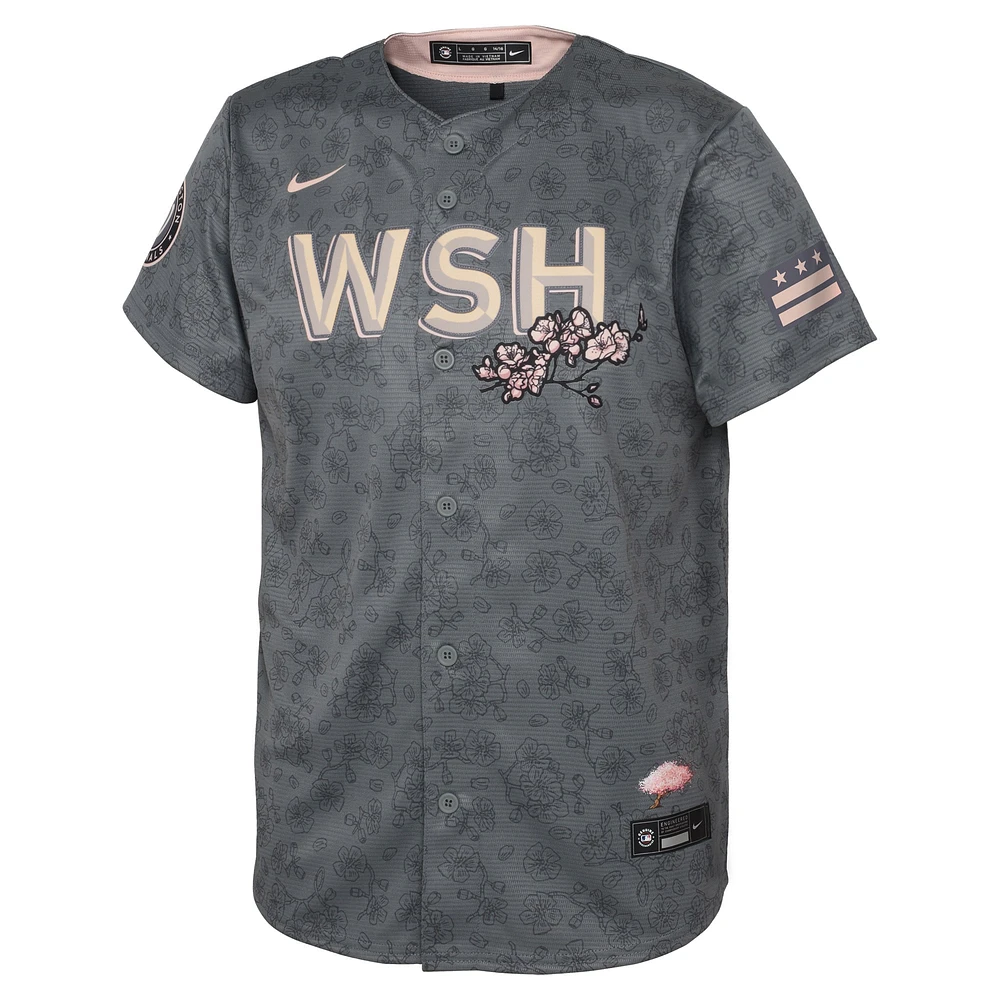 Maillot réplique Nike gris Washington Nationals City Connect pour enfants d'âge préscolaire