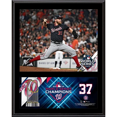 Plaque sublimée des champions des séries mondiales 2019 de 12 po x 15 po Stephen Strasburg Washington Nationals