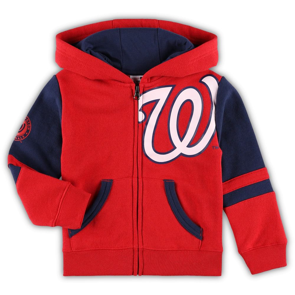 Toddler Red Washington Nationals Fleece Hoodie Full-Zip Jacket