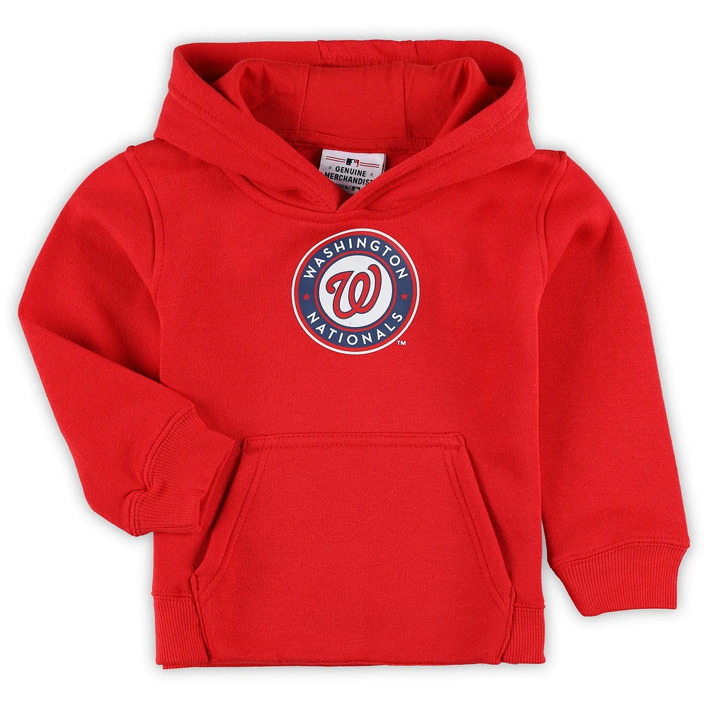 Toddler Red Washington Nationals Team Primary Logo Fleece Pullover Hoodie