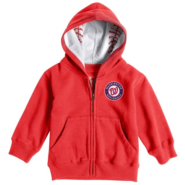 Sweat a capuche zippé pour tout-petits Soft as Grape Red Washington Nationals Baseball Print