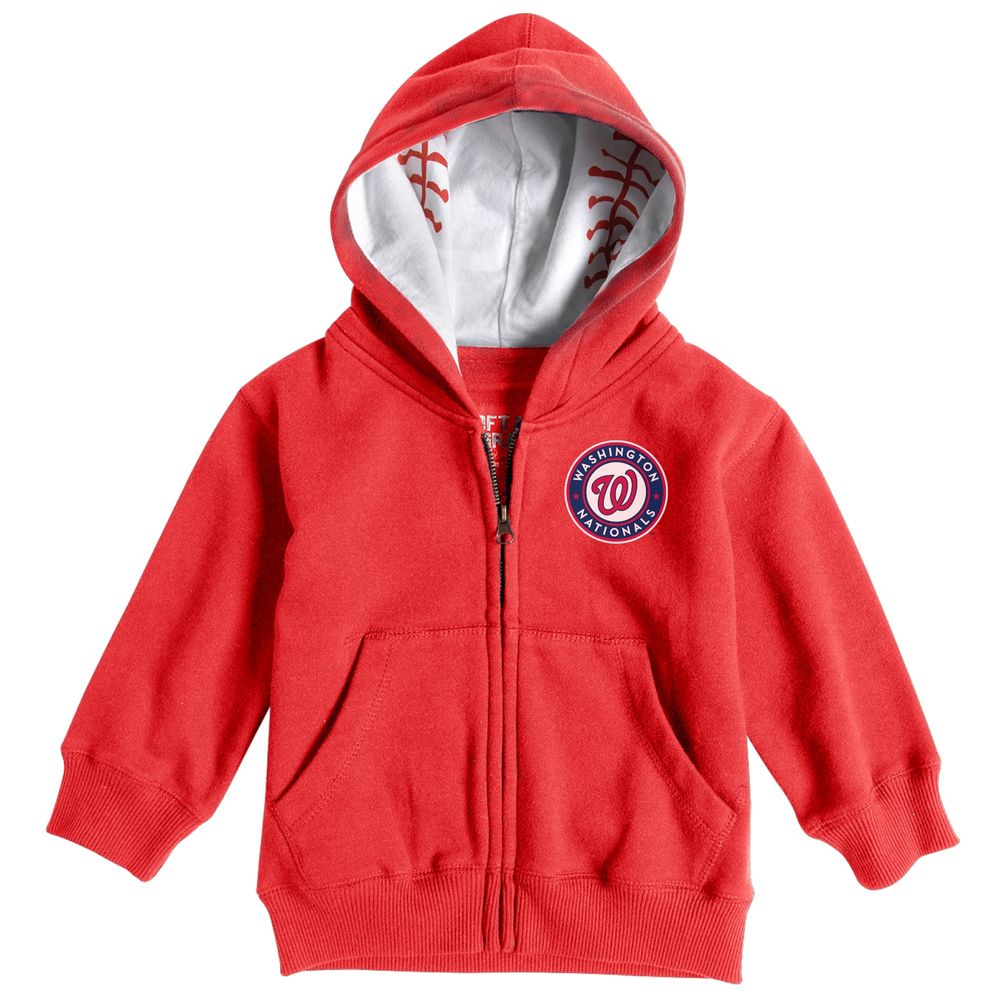 Toddler Soft as a Grape Red Washington Nationals Baseball Print Full-Zip Hoodie