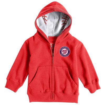 Toddler Soft as a Grape Red Washington Nationals Baseball Print Full-Zip Hoodie