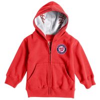 Toddler Soft as a Grape Red Washington Nationals Baseball Print Full-Zip Hoodie