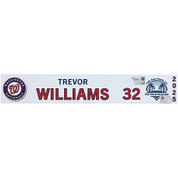 Trevor Williams, plaque signalétique n° 32 des Washington Nationals, émise par le joueur lors de l'entraînement de printemps 2025 de la MLB