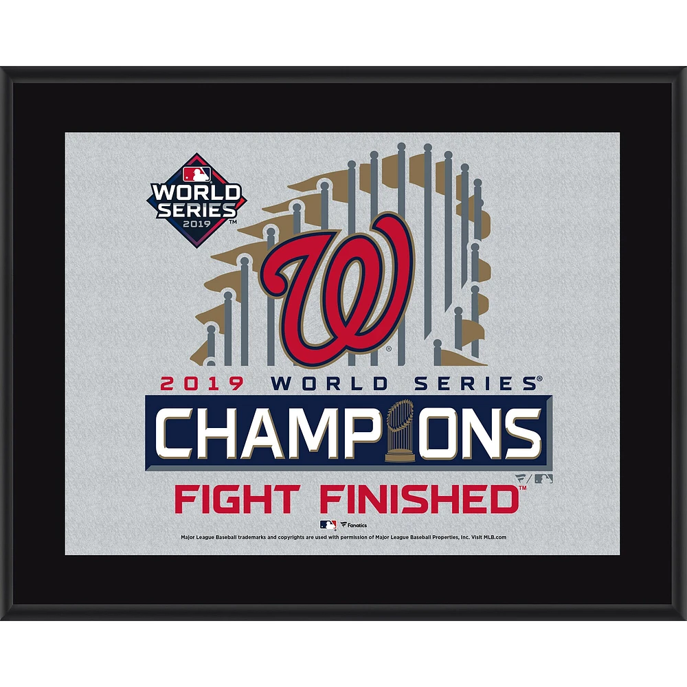 Plaque sublimée des champions des séries mondiales 2019 de 10,5 po x 13 po des Washington Nationals