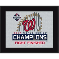Plaque sublimée des champions des séries mondiales 2019 de 10,5 po x 13 po des Washington Nationals