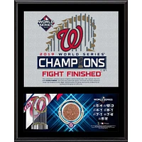 Plaque sublimée des champions de la Série mondiale 2019 des Nationals de Washington 12" x 15" avec une capsule de terre de la Série mondiale utilisée lors du match