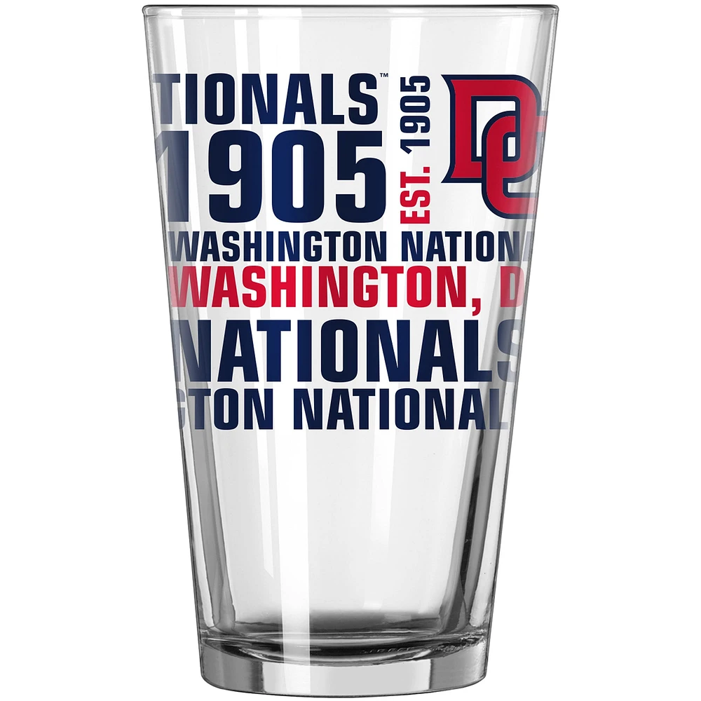 Nationals de Washington 16 oz. Verre à pinte esprit d'équipe