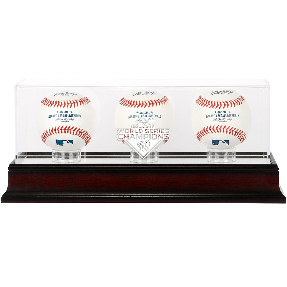 Washington Nationals 2019 World Series Champions Mahogany Logo -Baseball Display Case