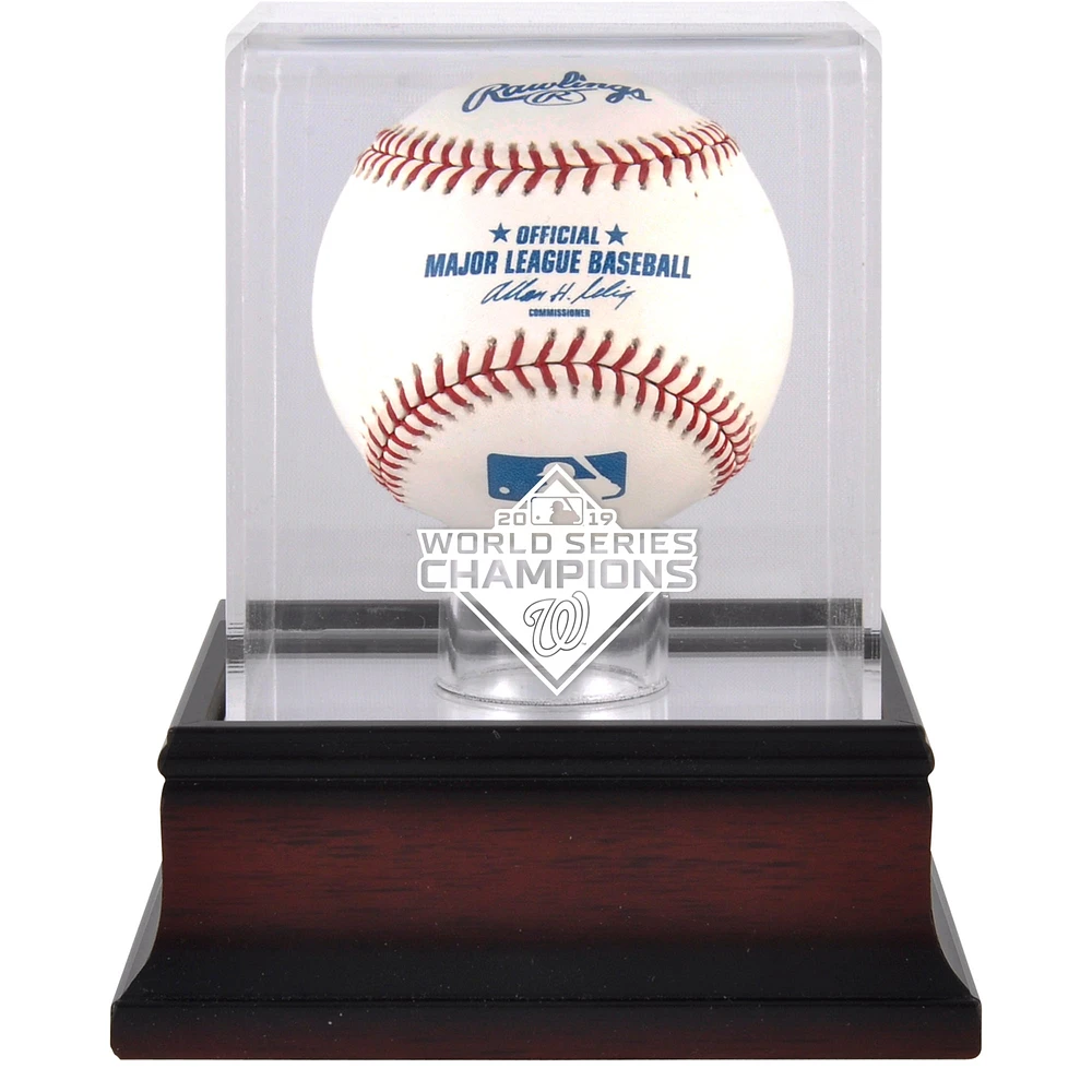 Vitrine de présentation de baseball avec logo en acajou des champions de la série mondiale 2019 des Nationals de Washington