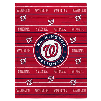 Washington Nationals Stripe Logo Fleece Blanket