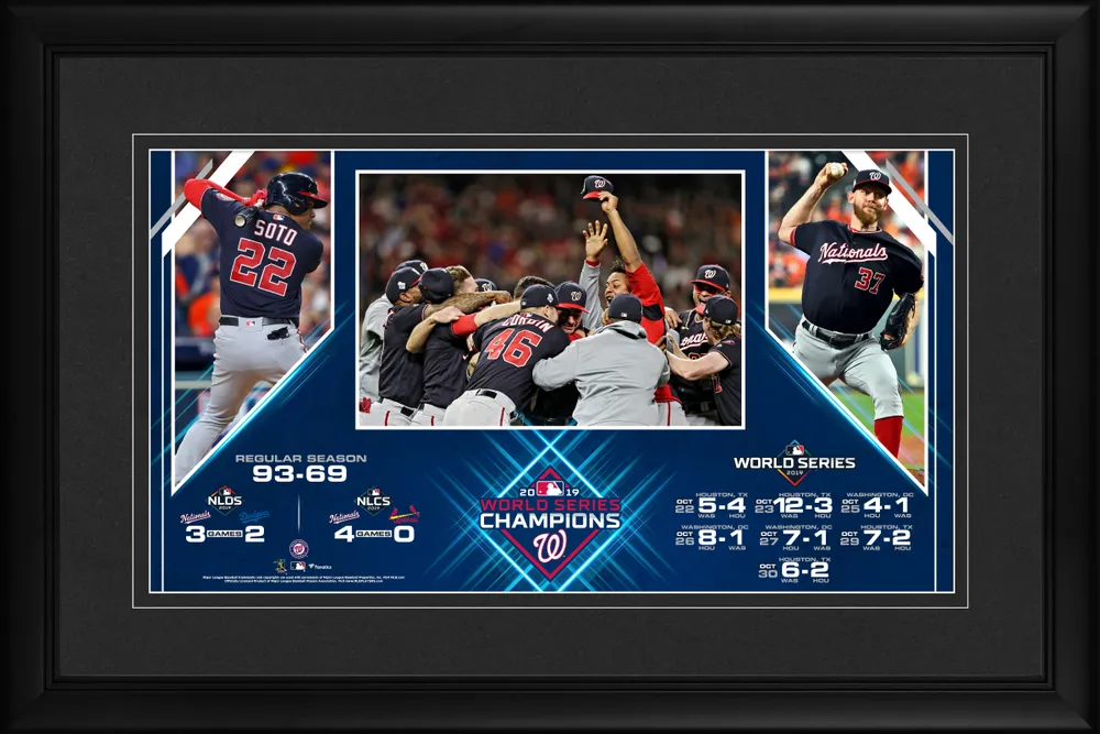 Panoramique encadré 10" x 18" des champions de la Série mondiale 2019 des Nationals de Washington