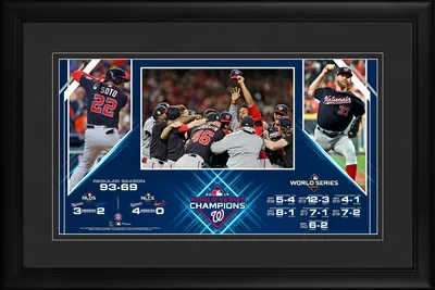 Panoramique encadré 10" x 18" des champions de la Série mondiale 2019 des Nationals de Washington
