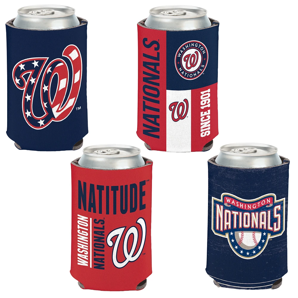 WinCraft Washington Nationals, paquet de 4, 12 oz. Ensemble refroidisseur de canettes