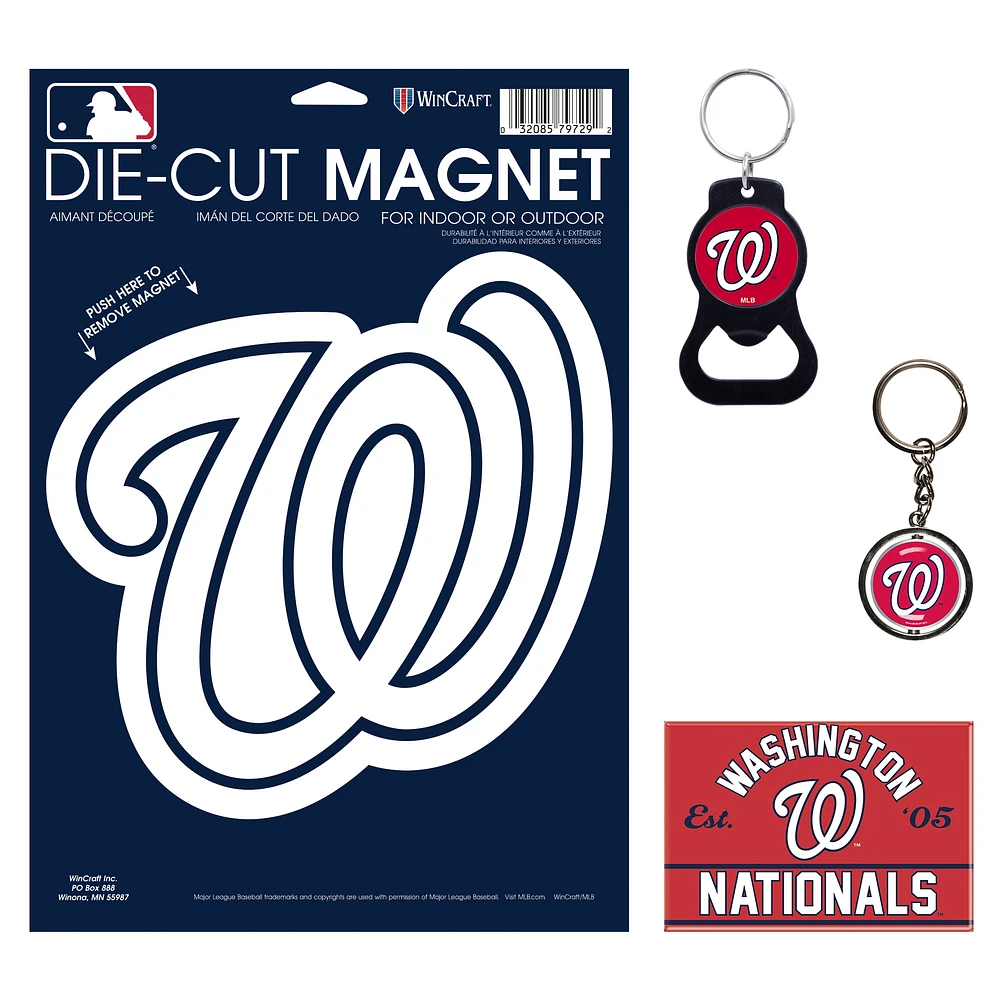 WinCraft Washington Nationals 4-Pack Key Rings and Magnets Set