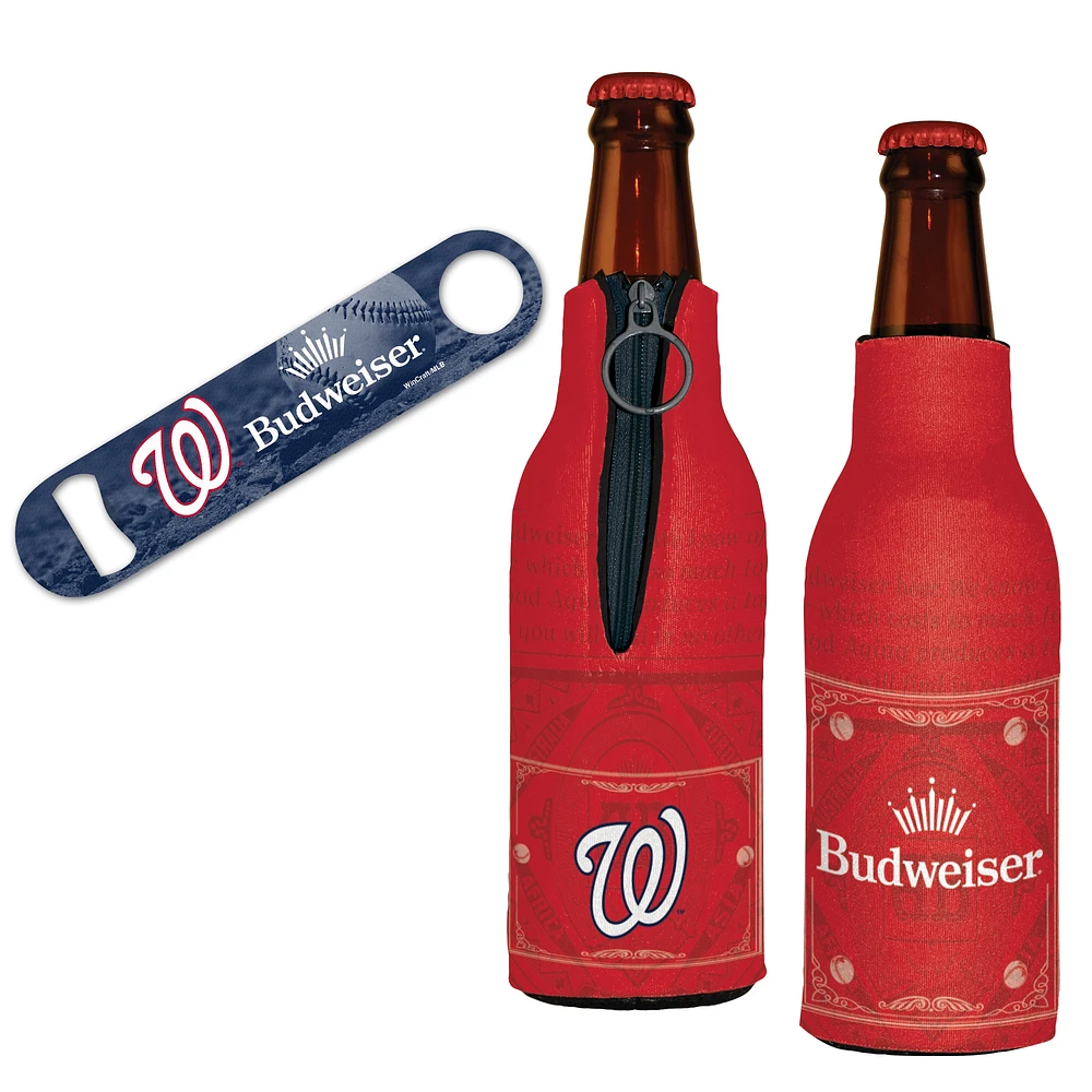 WinCraft Washington Nationals MLB x Budweiser Bottle Opener & 2 Bottle Coolers