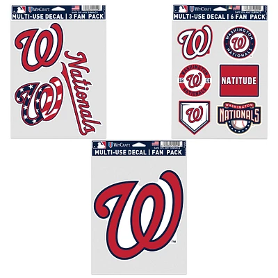 Lot de trois autocollants pour supporters des Washington Nationals de WinCraft