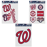 Lot de trois autocollants pour supporters des Washington Nationals de WinCraft