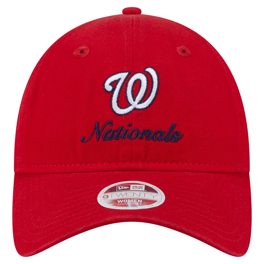 Women's New Era  Red Washington Nationals Preppy Team 9TWENTY Adjustable Hat