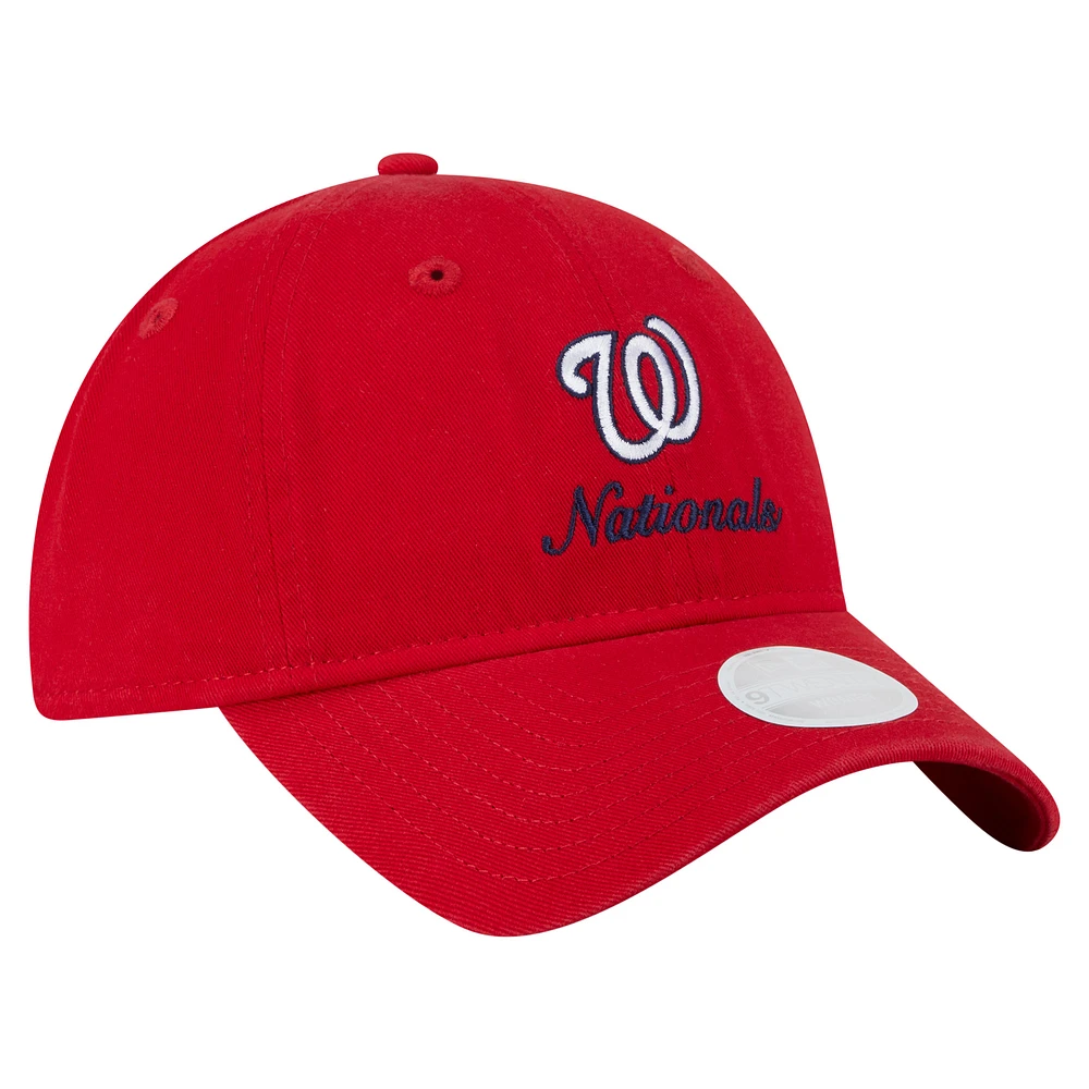 Women's New Era  Red Washington Nationals Preppy Team 9TWENTY Adjustable Hat
