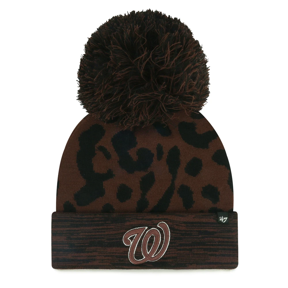 Bonnet en tricot à revers avec pompon et rosette des Nationals de Washington '47 marron pour femme