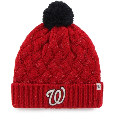 Bonnet à revers en tricot rouge Washington Nationals '47 pour femme avec pompon