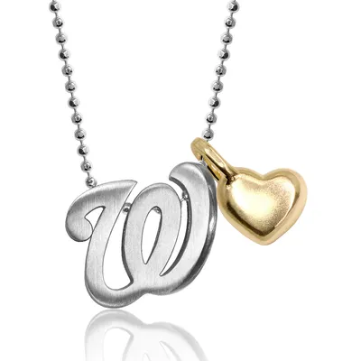 Washington Nationals Alex Woo Women's Little MLB Sterling Silver Necklace with Mini Gold Heart Addition