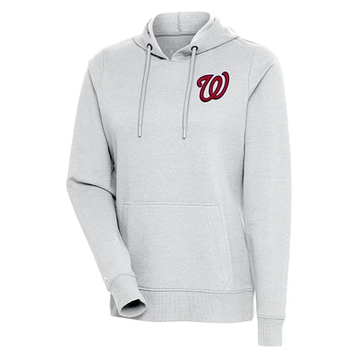 Women's Antigua Heather Gray Washington Nationals Action Pullover Hoodie