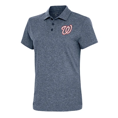 Women's Antigua  Heather Navy Washington Nationals Motivated Polo