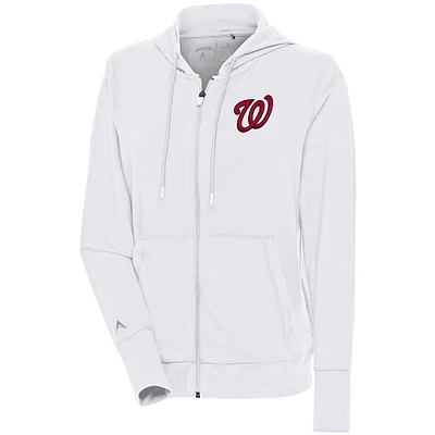 Women's Antigua  White Washington Nationals Moving Full-Zip Jacket