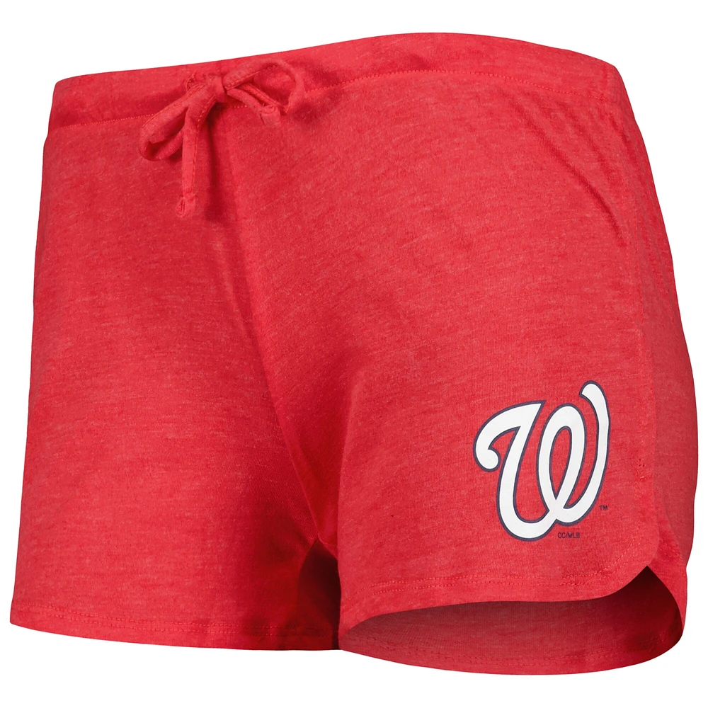 Women's Concepts Sport Heather Red Washington Nationals Meter Knit Raglan Long Sleeve T-Shirt & Shorts Sleep Set