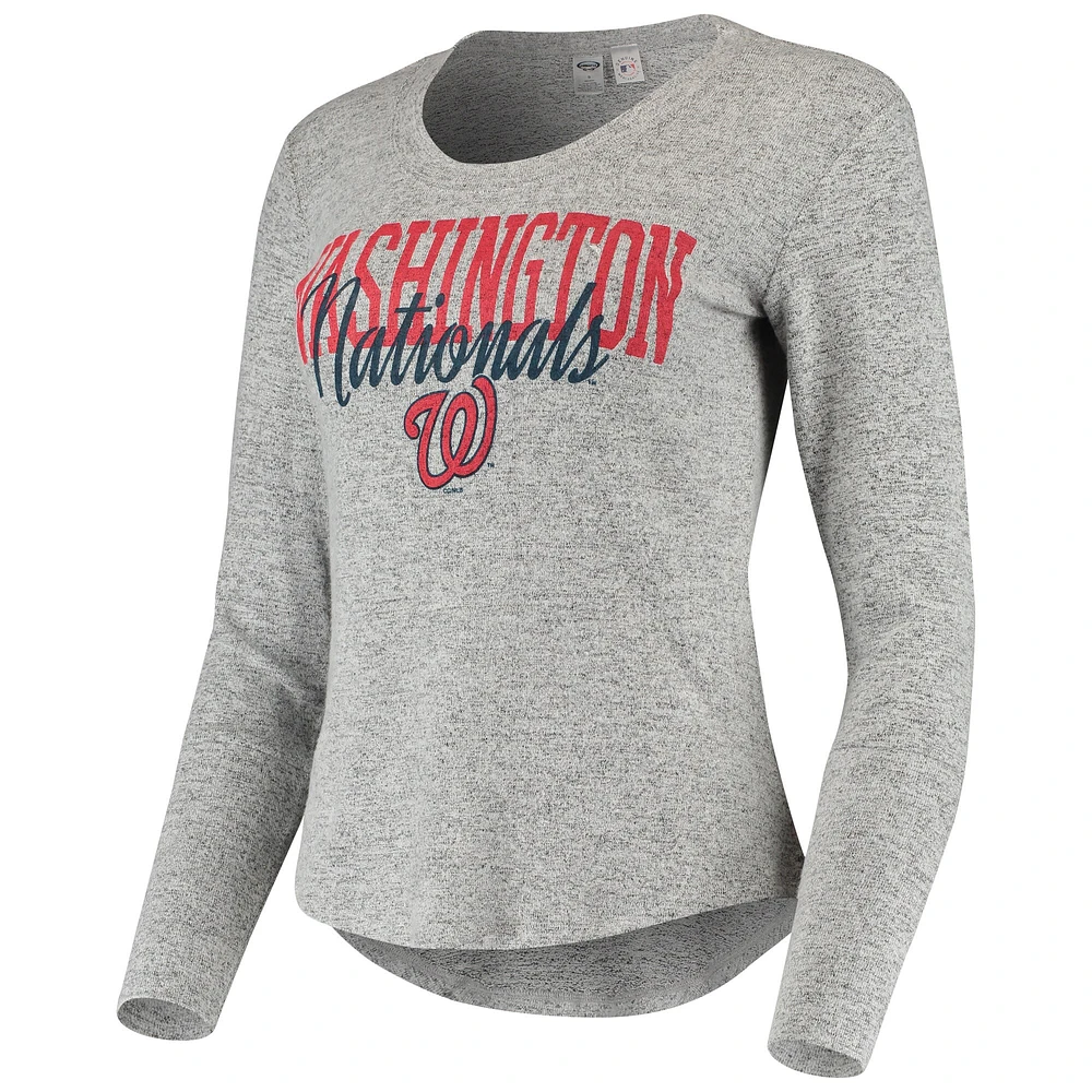 T-shirt à manches longues gris chiné Washington Nationals Concepts Sport pour femme