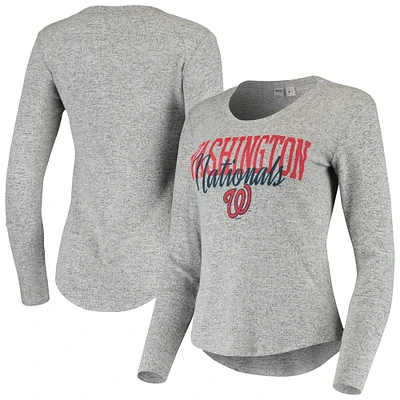 T-shirt à manches longues gris chiné Washington Nationals Concepts Sport pour femme