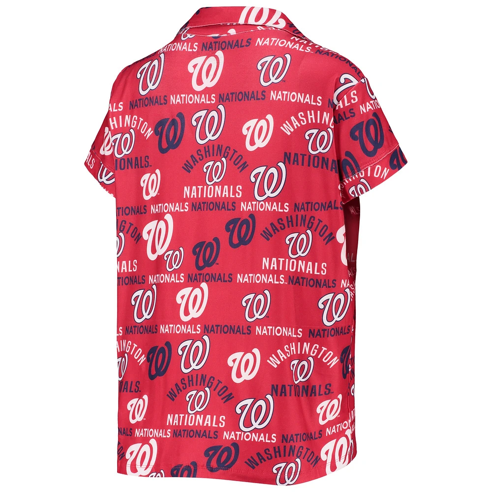 Concepts Sport Ensemble de nuit pour femme avec haut et short imprimés phares des Washington Nationals rouges