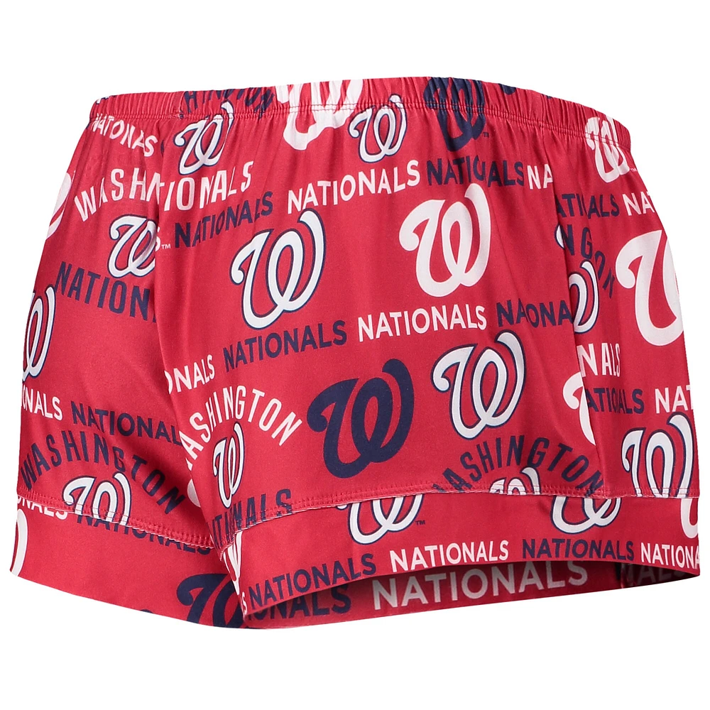 Concepts Sport Ensemble de nuit pour femme avec haut et short imprimés phares des Washington Nationals rouges