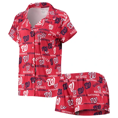 Concepts Sport Ensemble de nuit pour femme avec haut et short imprimés phares des Washington Nationals rouges