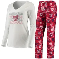 Women's Concepts Sport White/Red St. Louis Cardinals Flagship Long Sleeve V-Neck T-Shirt & Pants Sleep Set Size: Medium