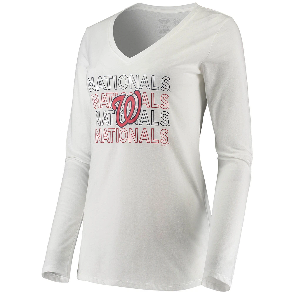 Concepts Sport Blanc/Rouge Washington Nationals Flagship T-shirt et pantalon à col en V manches longues pour femme