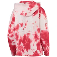 Women's DKNY Sport White/Red Washington Nationals Dakota Tie-Dye Half-Zip Hoodie