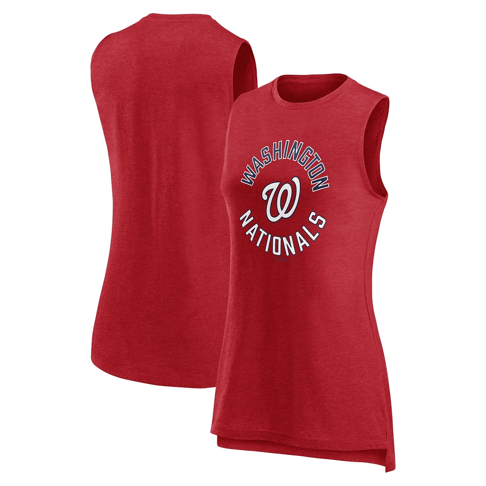 Débardeur Fanatics Heather Red Washington Nationals pour femmes What Goes Around