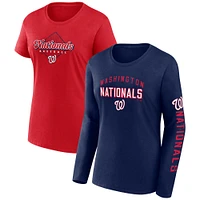 Pack combiné de t-shirts Fanatics pour femmes bleu marine/rouge des Nationals Washington