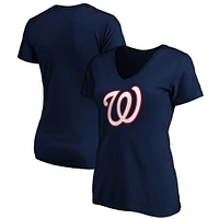 T-shirt à col en V avec logo officiel Fanatics Navy Washington Nationals pour femmes