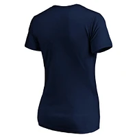 T-shirt à col en V avec logo officiel Fanatics Navy Washington Nationals pour femmes