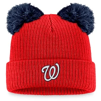 Women's Fanatics Red/Navy Washington Nationals Double Pom Cuffed Knit Hat