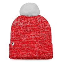 Bonnet en tricot à revers emblématique des Nationals de Washington Fanatics rouge/blanc pour femmes avec pompon