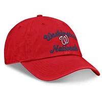 Casquette ajustable avec logo fondamental des Nationals de Washington pour femmes Fanatics Red