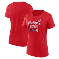 T-shirt ajusté avec logo rouge des Nationals de Washington Fanatics pour femmes