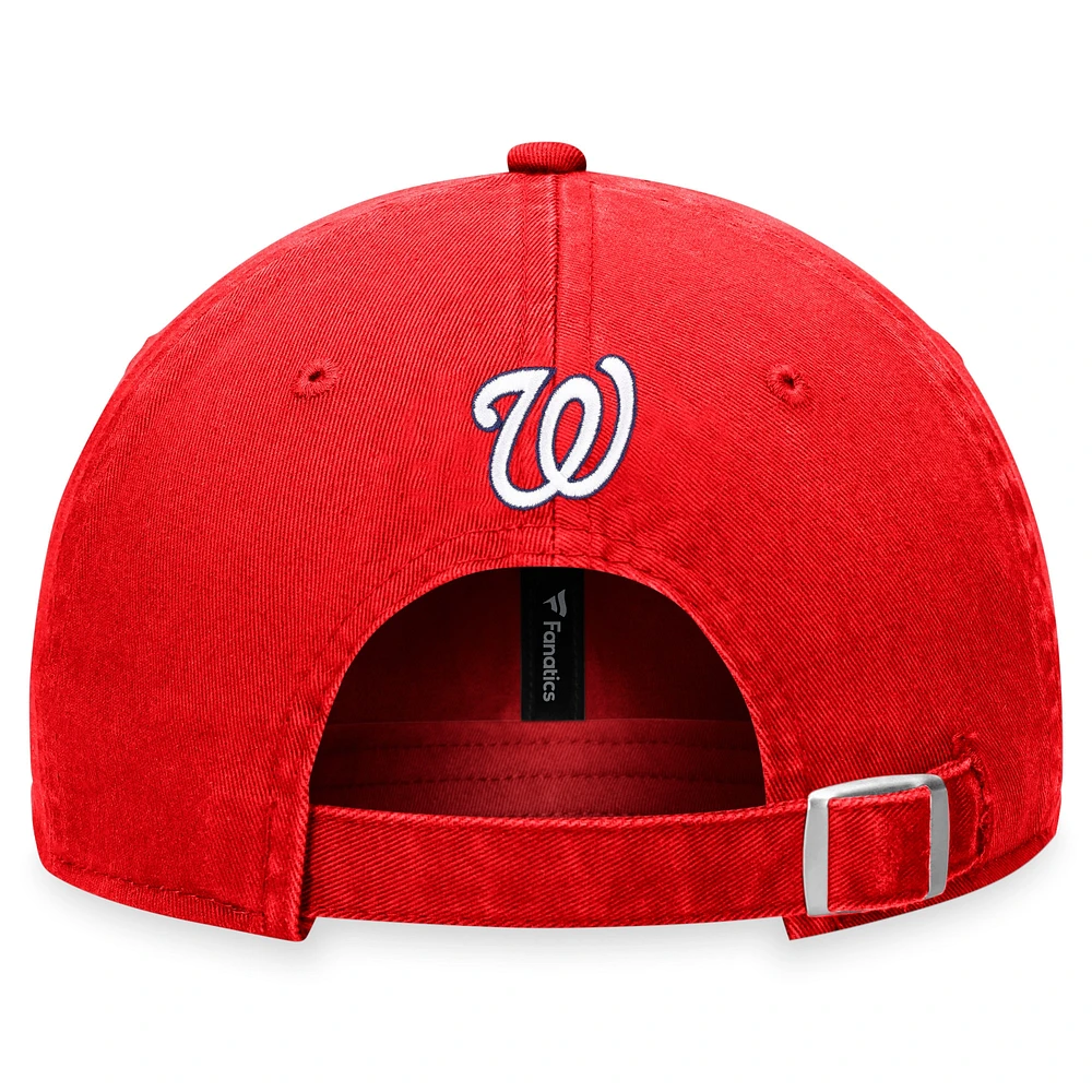 Casquette réglable rouge Washington Nationals Script Fanatics pour femmes